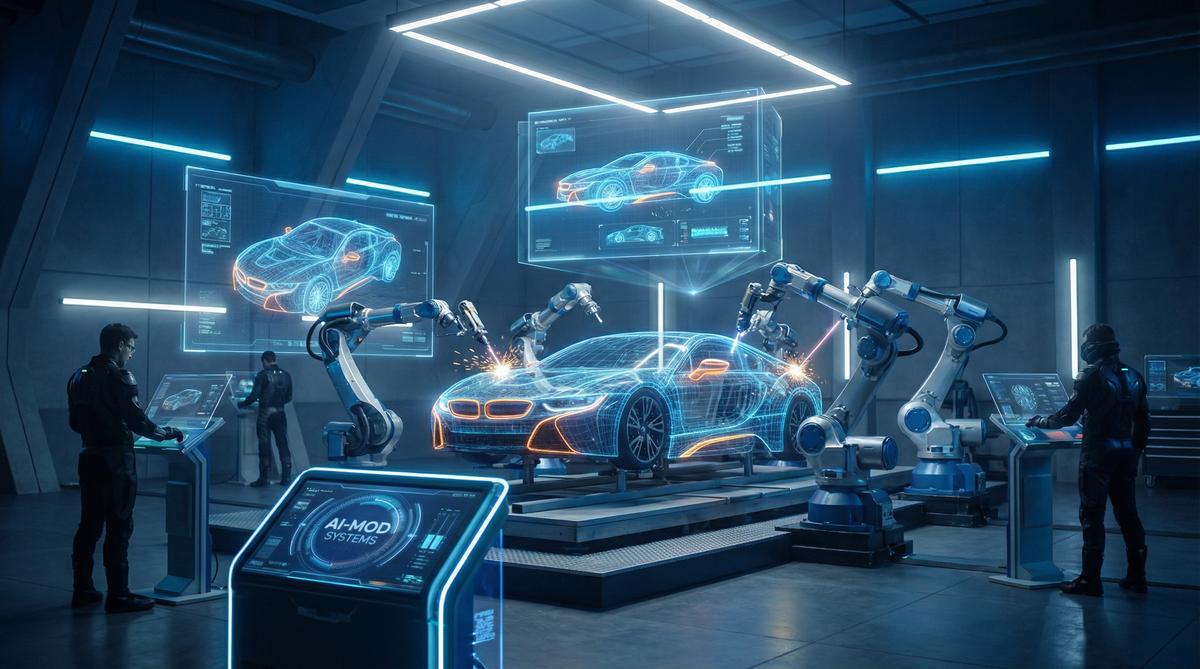 黄色仓库AI改装汽车视频